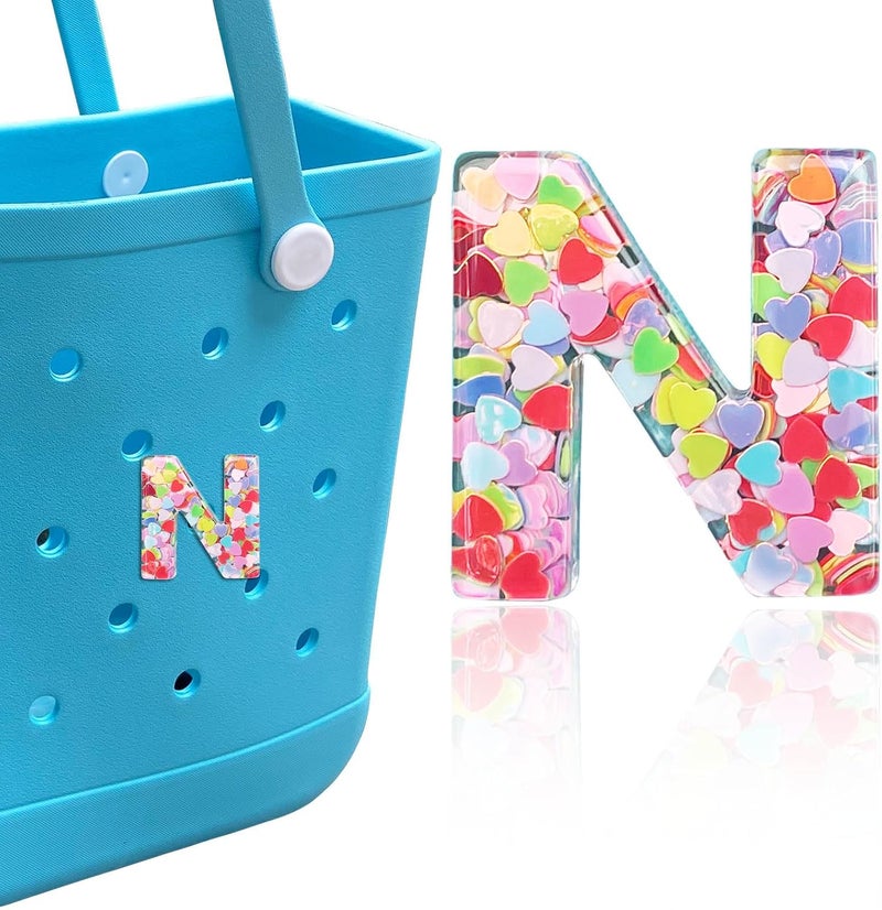 HLUWA Letter Charms for Bogg and Simply Southern Bags - Alphabet Sequin Lettering Accessories, Insert Decorative Letters for Handbag, Beach Tote - Image 1
